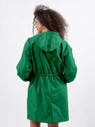 Water-Resistant Oversized Windbreaker rain jacket displayed on hanger against white background