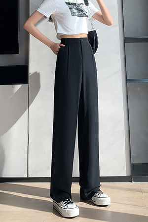 Casual Loose Wide-Leg High-Waisted Straight Pants