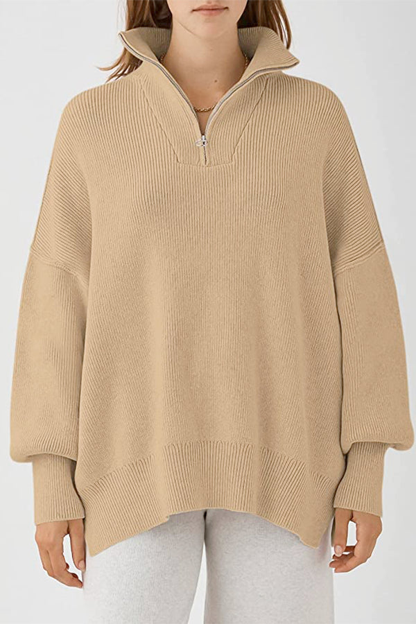 Oversized Zipper Pullover Sweater
