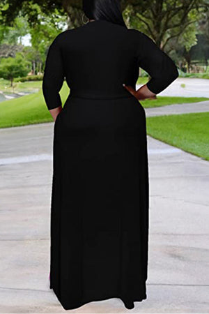 Elegant Plus Size Belted Dress