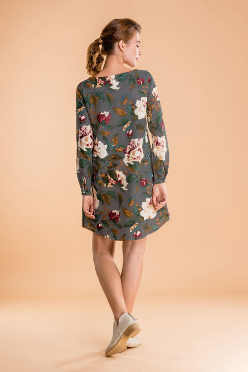 All Over Floral Print Linen Shift Dress