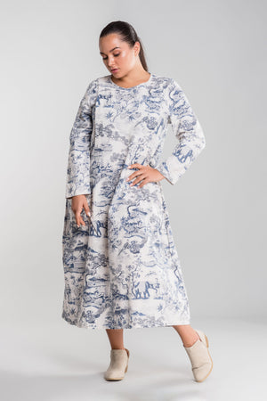 Japanese Porcelain Print Dress