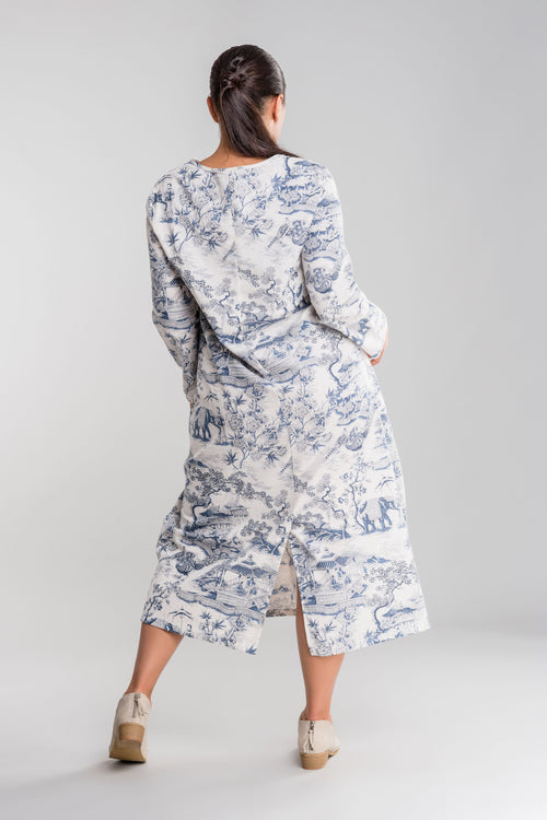 Japanese Porcelain Print Dress